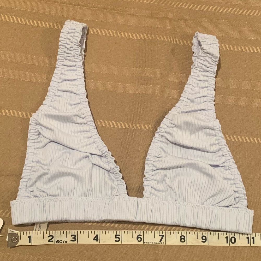 NWT Free People Wait & See Stripe Ruched Bralette. Light Blue. XS. Free - Picture 10 of 12